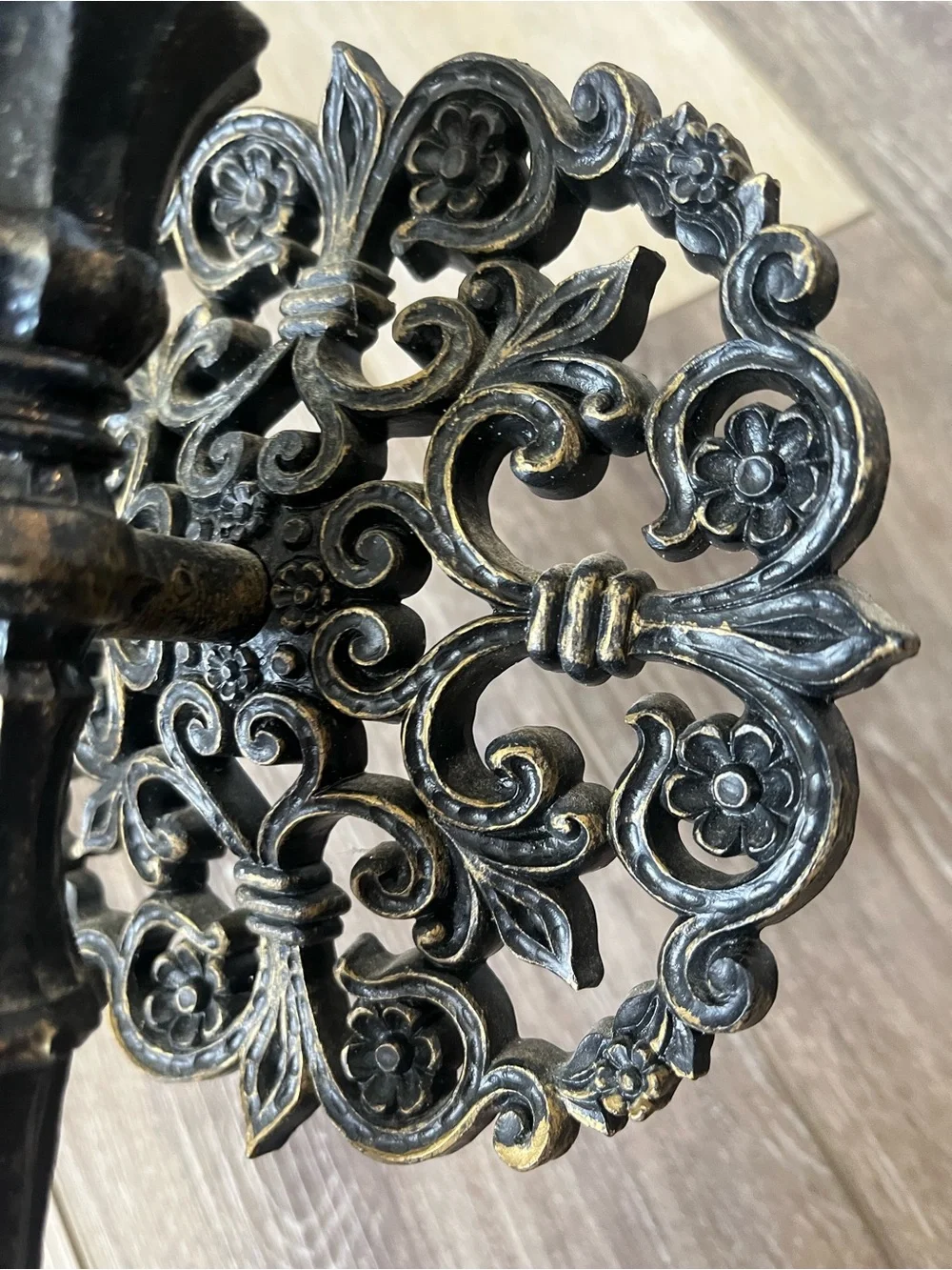 Vintage Homco Black and Gold Ornate Wall Hook Pair
